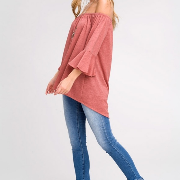 Rust Off Shoulder Top 18007 - Picture 3 of 7